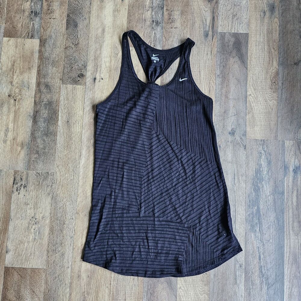 Nike Black Burnout Striped Racerback Tank Top Activewear Y2K Womens Small